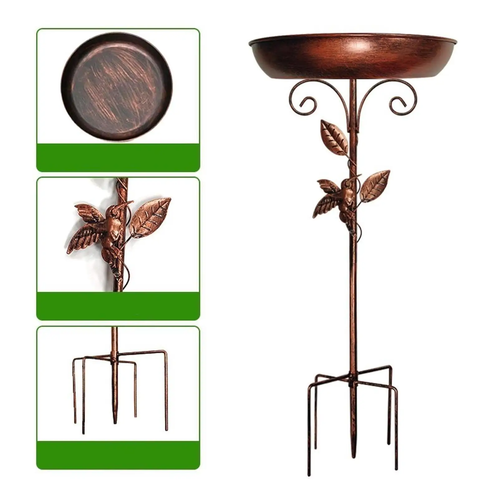 Metal Bird Tool Multipurpose 5 Pronged Base Decoration Vintage Design Bird Feeder for Outside Patio Lawn Backyard