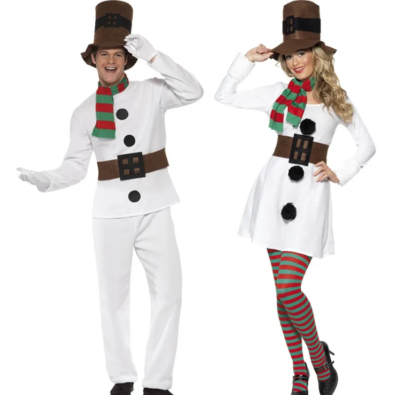 New Christmas Cosplay Costume Anime White Snowman Suit for Adult Women Men Carnival Theme Party Role Playing Outfits