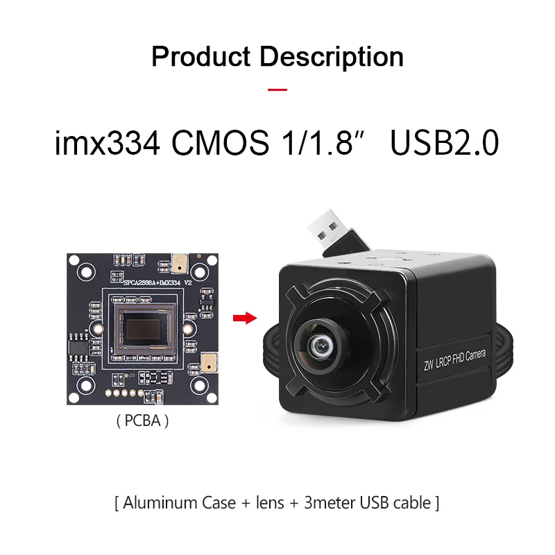 14209 5600 imx334 4K 4.3mm 85degree distortionless 8MP 3840*2160 dynamic compensation USB free drive UVC HD Industrial camera