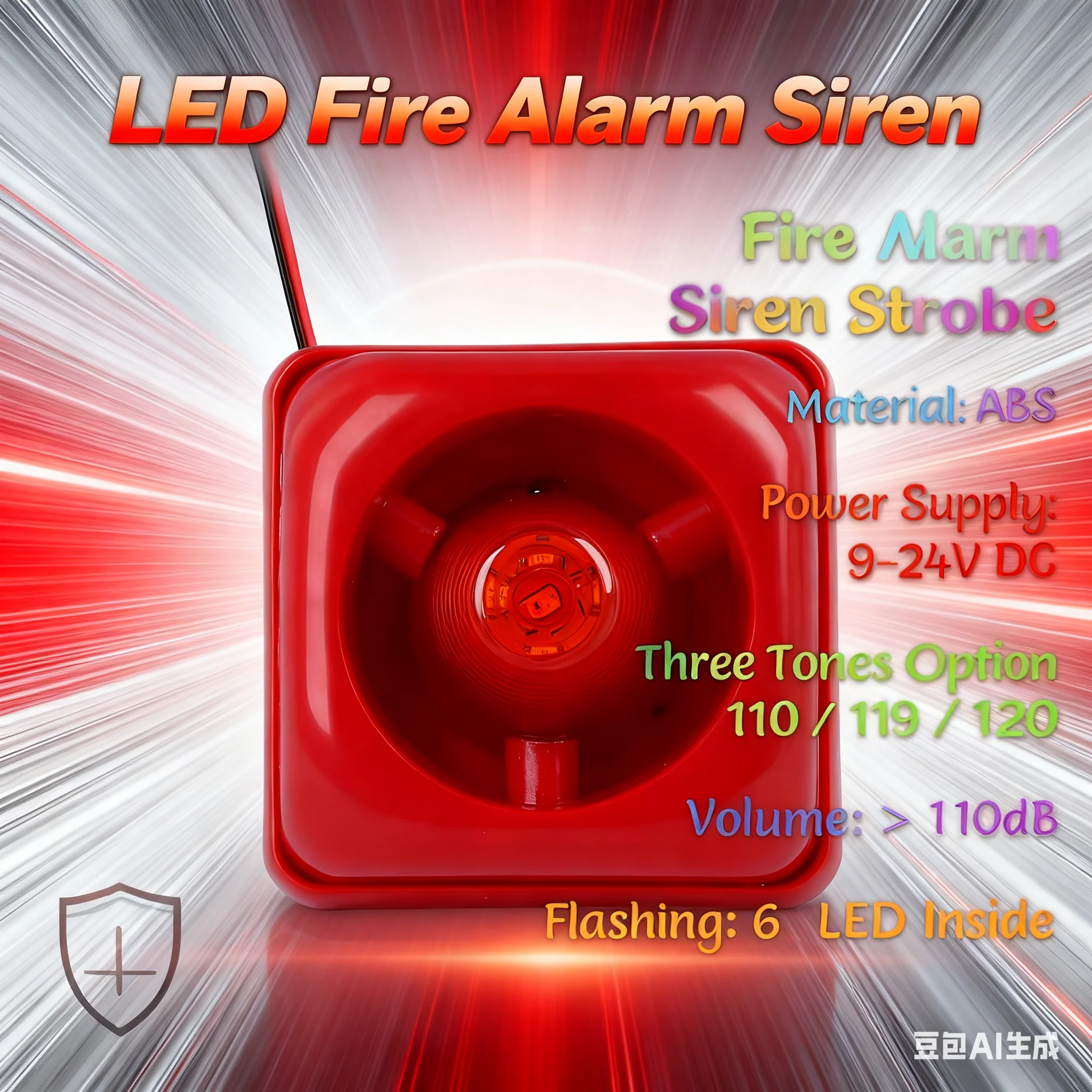 115dB Mini Fire Alarm Strobe Horn - 120/min Flash LED, DC12/24V Wide Voltage, Audible Visual Warning for Fire Safety！