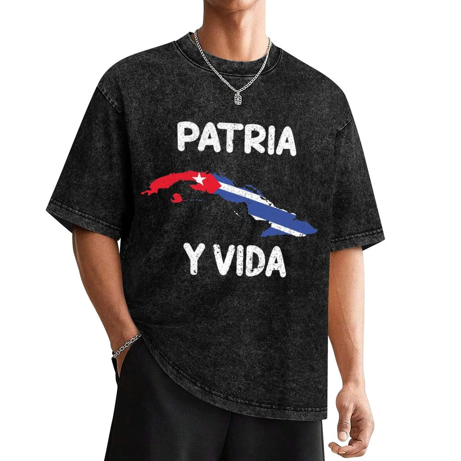 Patria Y Vida T-Shirt plus sizes korean fashion baggy shirts mens clothes