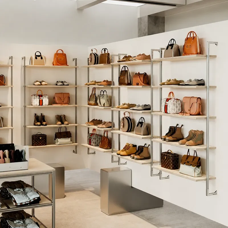 Aluminum profile clothing store, shoe bag rack, ocean plate shelf, wall multi-layer shoe rack, live stream display rack