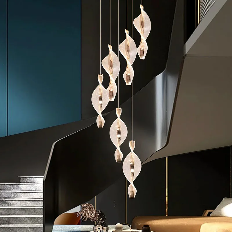 Modern Irregular Geometric Chandelier Staircase Living Room Luxury Lamps Dining Table Lighting LED Pendant Light Home Decoration