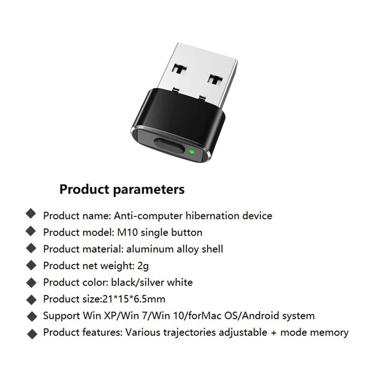 Mini Muis Jiggler Aan/Uit Knop Usb Muis Beweging Simulator Voor Kantoor Automatische Niet-Detecteerbare Muis Jiggler Zilver