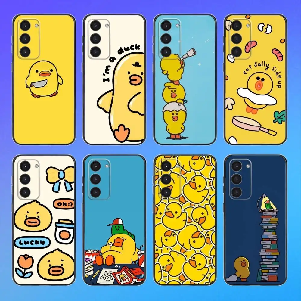 

cute Yellow Duck Phone Case For Samsung A73,A72,A71,A70,A53,A52,A51 Black Soft Case