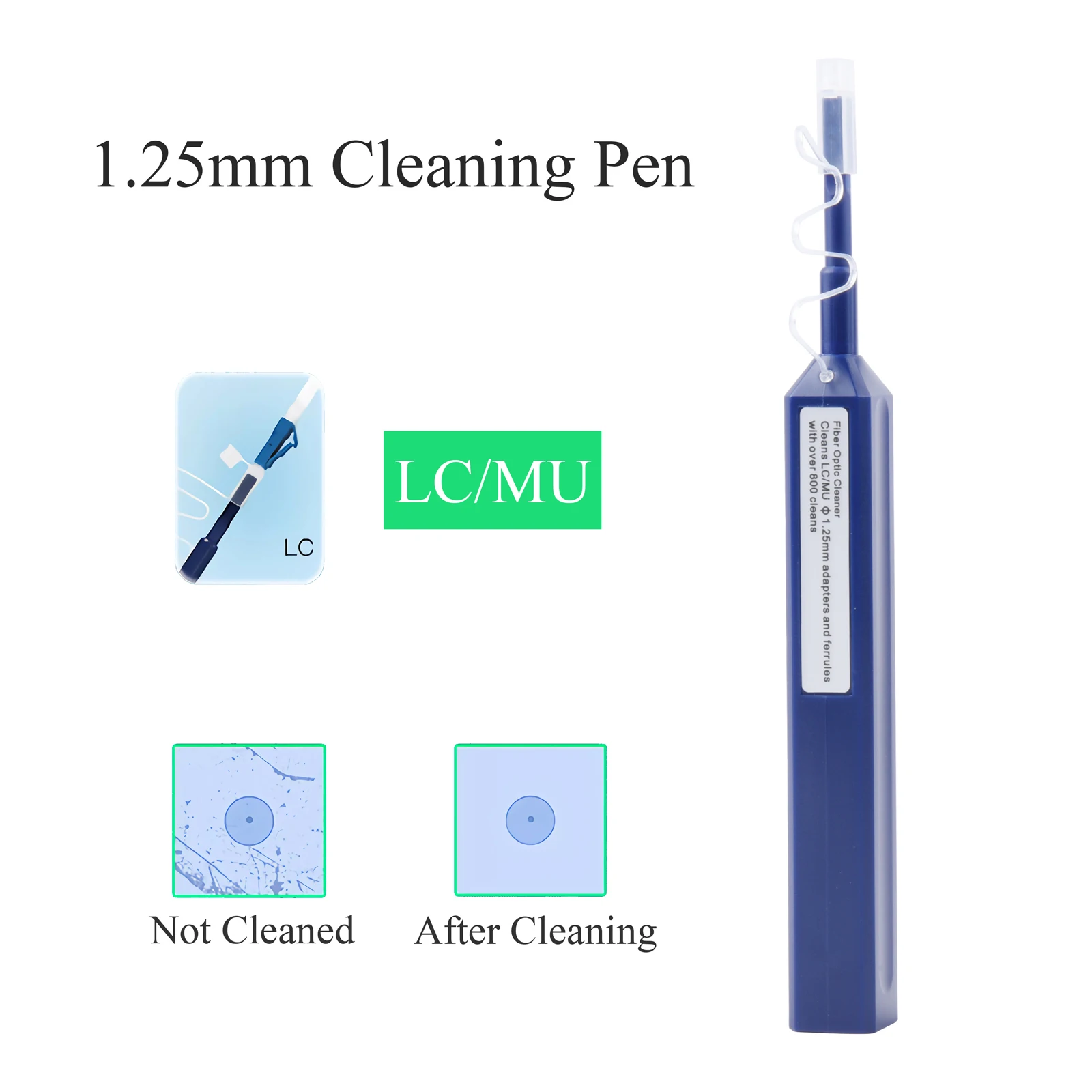 Kit di strumenti per la pulizia della fibra ottica da 11 pezzi, penna per la pulizia della fibra ottica adatta per la scatola di pulizia della fibra del connettore SC FC ST LC MPO/MTP