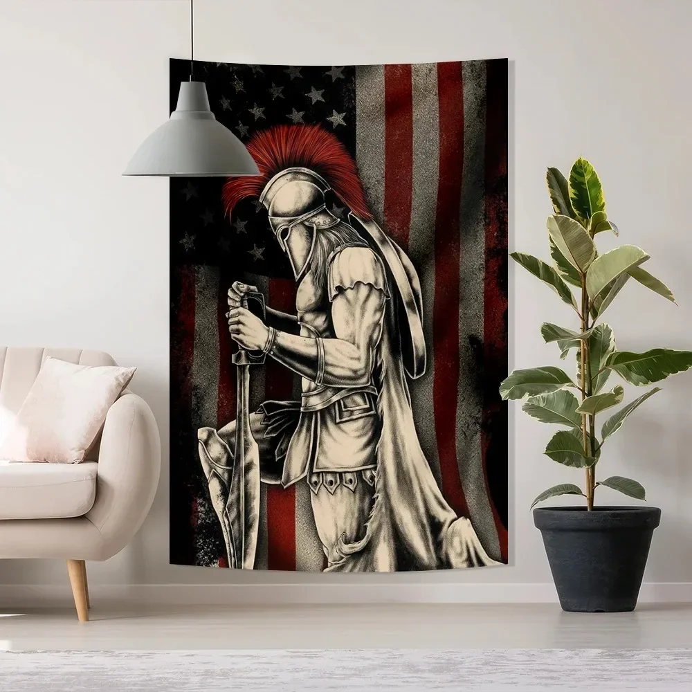 Tapiz de los caballeros templarios de España, póster de pared Art Deco, logotipo Vintage, Material de poliéster, hogar y dormitorio