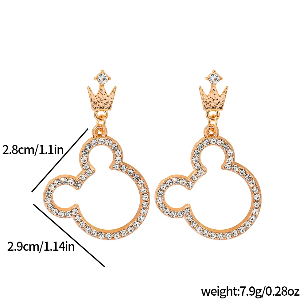 أقراط متدلية لطيفة على شكل ميكي ماوس للنساء مع كريستالات على شكل تاج قلادة أنيمي مجوهرات كورية فاخرة هدية ساحرة 2026 #6