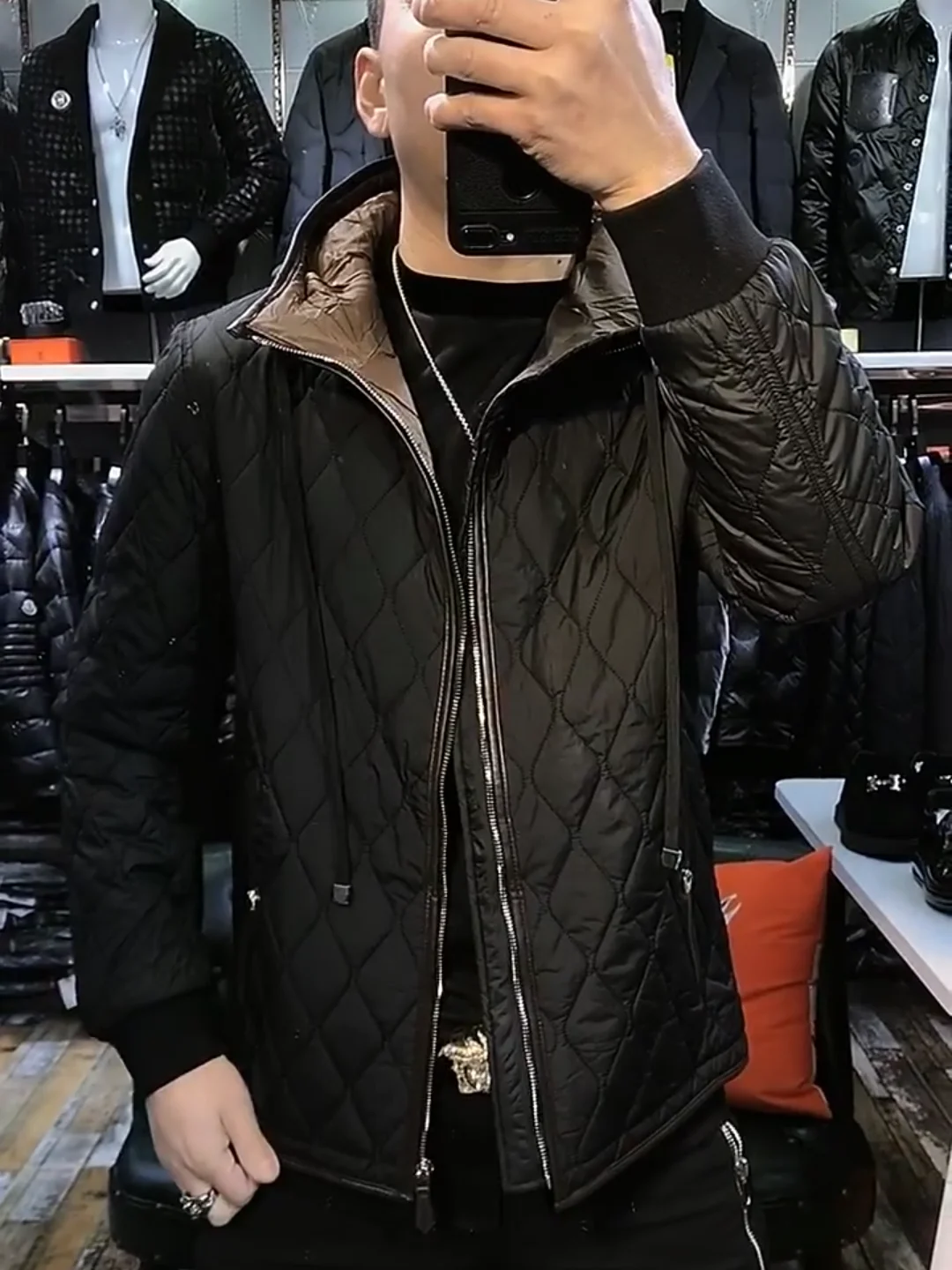 

Мужская модная куртка с капюшоном и ромбовидным узором, тонкая, хлопковая, с наполнителем, новинка, удобная, повседневная, городская, стильная, на молнии