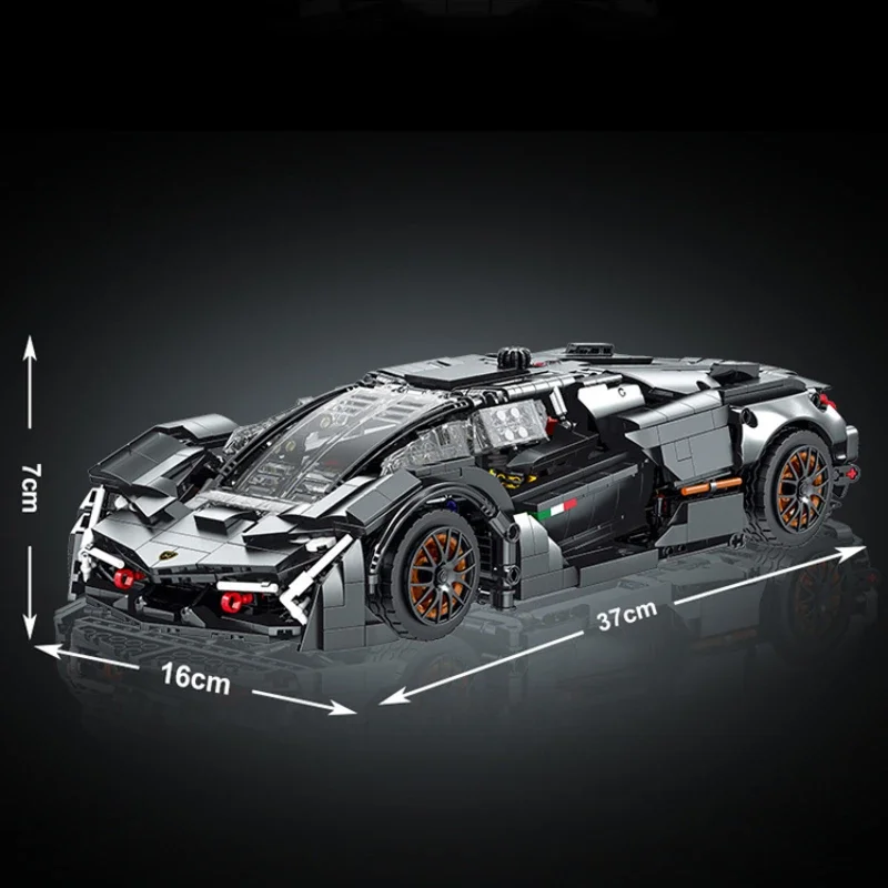 Technical 1:8 Lambo Terzo Millennio Black Sport Car Building Blocks DJ Rambo Assemble Bricks Toys For Adult Kids Christmas Gifts