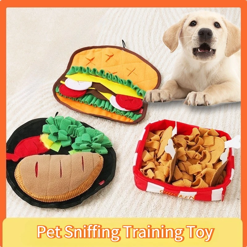 Juguetes de entrenamiento para olfatear mascotas, tapete educativo resistente a mordeduras para perros y gatos, estera de comida lenta, hamburguesa, pollo frito, suministros interactivos para mascotas