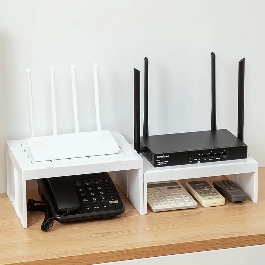 Stackable Plastic TV Set-Top Box Holder Wireless WiFi Router Storage Rack Space-Saving Home Living Room Desktop Organizer