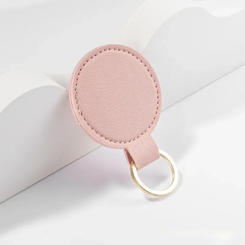 Laser Engrave Logo Round PU Leather Keychain Personalize Name Room Number Car Keyring Bag Pendant Custom Key Chain Holder