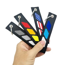 JDM Key Tag Racing Car Motorcycle Keychain Ring US Flag Car Lanyard Car Tri Color Grill Keyring Strap Car Accessories For Toyota