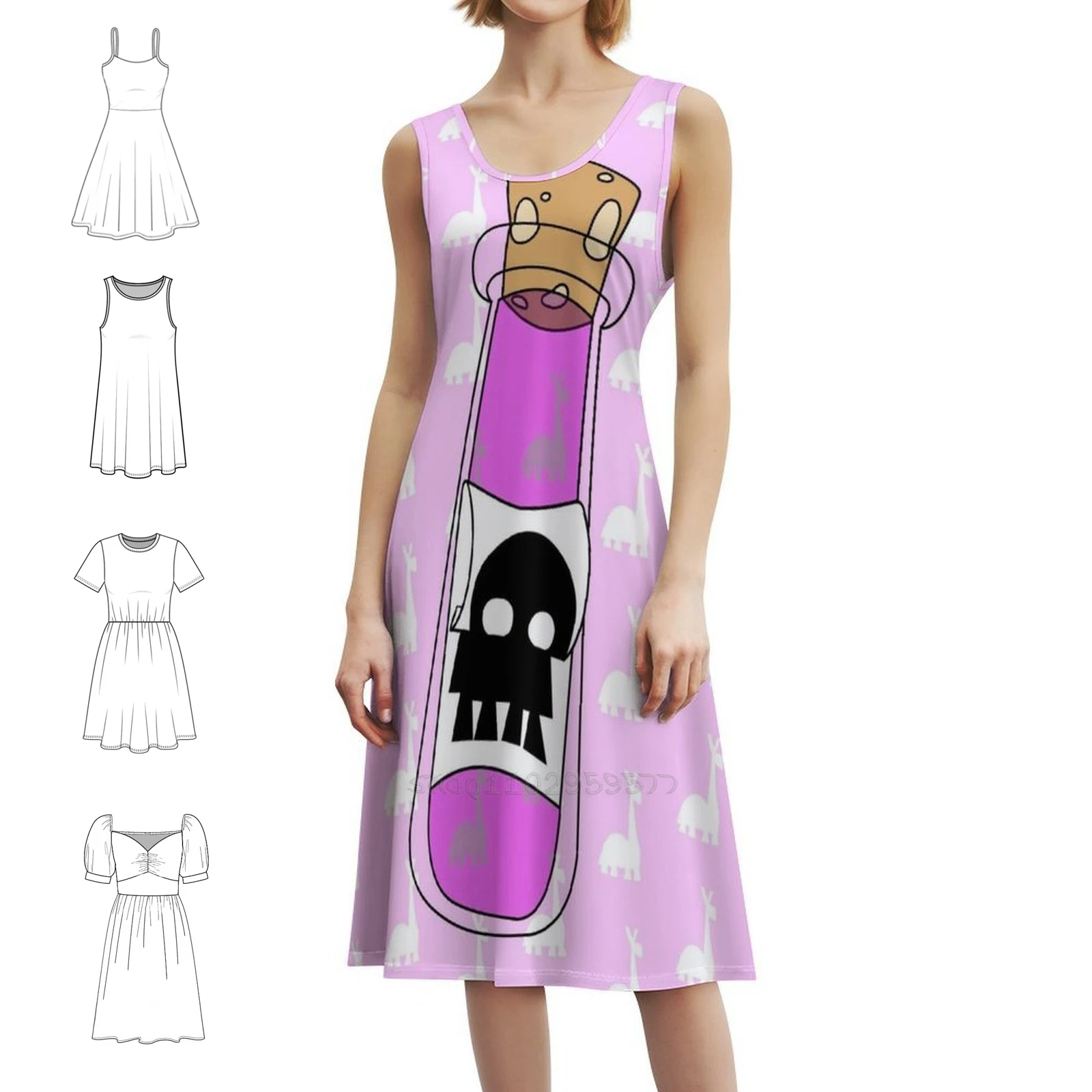 فستان قصير من Essence Of Llama Preppy للنساء على شكل حرف a فضفاض مناسب فستان يوم غير رسمي لاما كوزكو Yzma ملابس نسائية