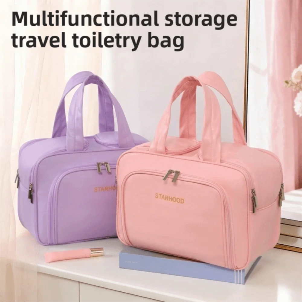 

Large Capacity Travel Toiletry Bag Lightweight PU Travel Storage Case Multiple Compartments Water-resistant Cosmetic Container