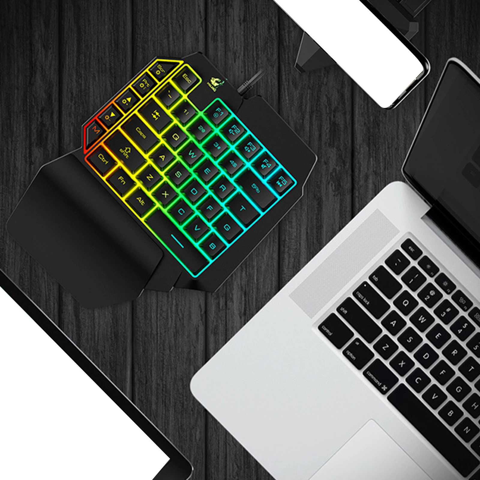 

RGB Backlit Mechanical Gaming Keyboard for Laptop Left Hand Use Compact Lightweight Single hand Mixed Light