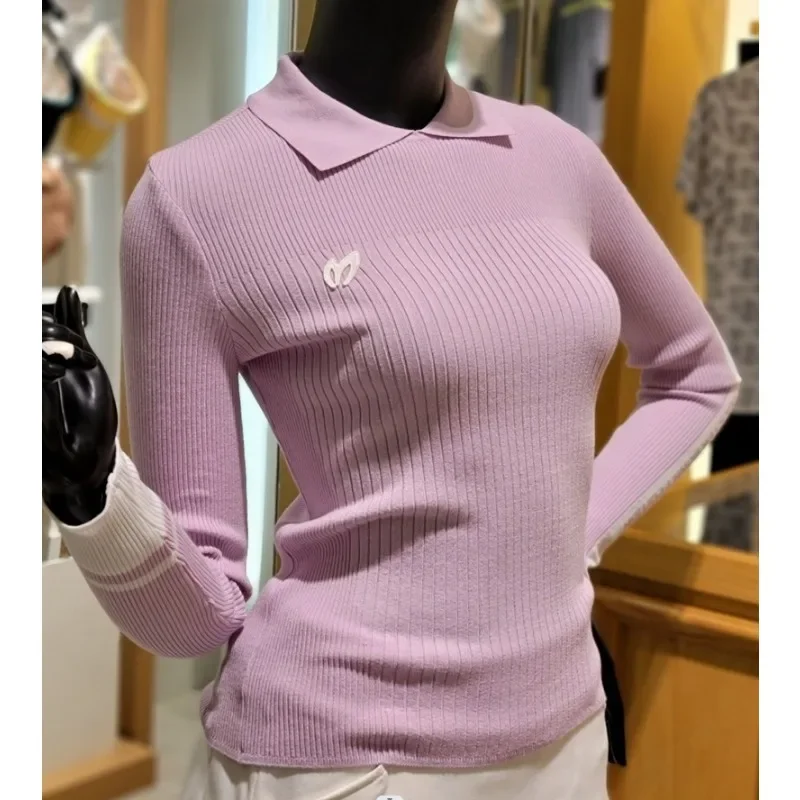 

Ladies' Golf Clothing Autumn/Winter Collar Hoodie Long Sleeve Knitted Shirt Slim Fit Versatile Golf Sweater for Women