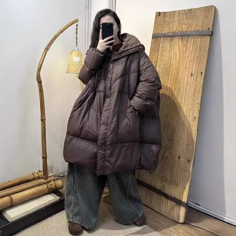 Women's Winter New White Duck Down Coat Warm Casual Versatile Designer Hooded A-Line Thickened Down Jacket Women Jacket