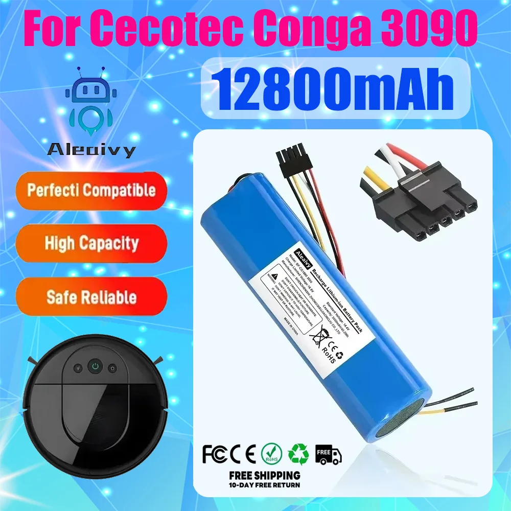 For CECOTEC CONGA 3090 14.4 V 12800 mAh 3091 3092 2090 1690 Robot Vacuum Cleaner Battery Pack Replacement Accessories
