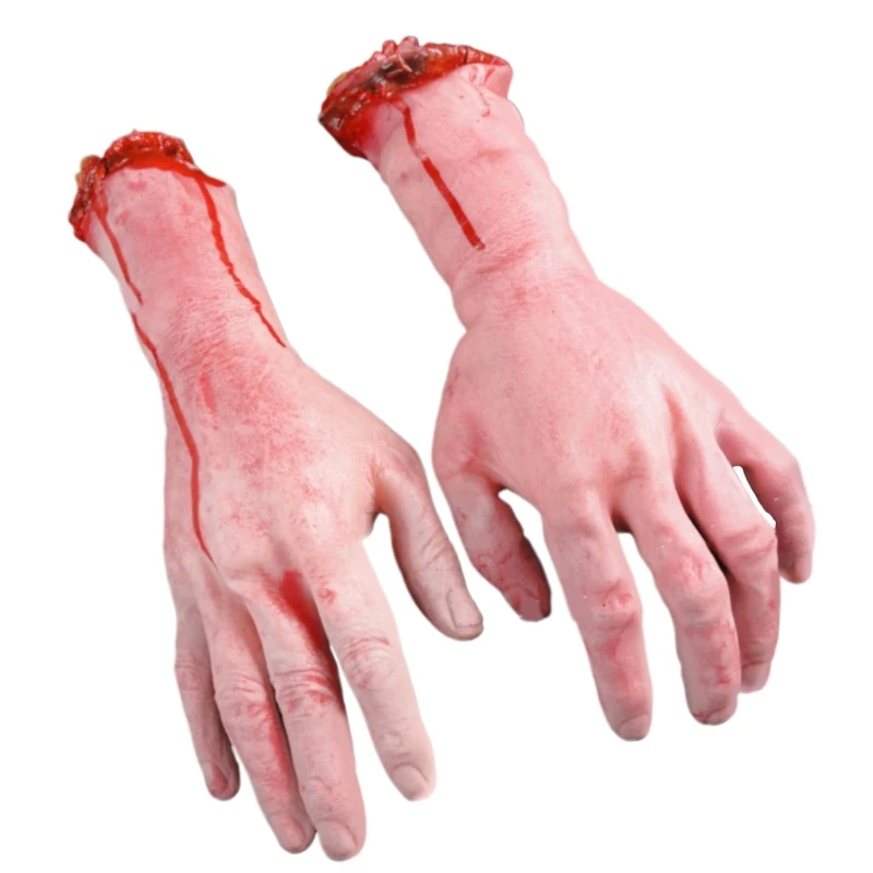 Halloween Bloody Cloth Strips Blood Bandage Broken Severed Hands Scary Cloth Dead Body Part Haunted House Decorations