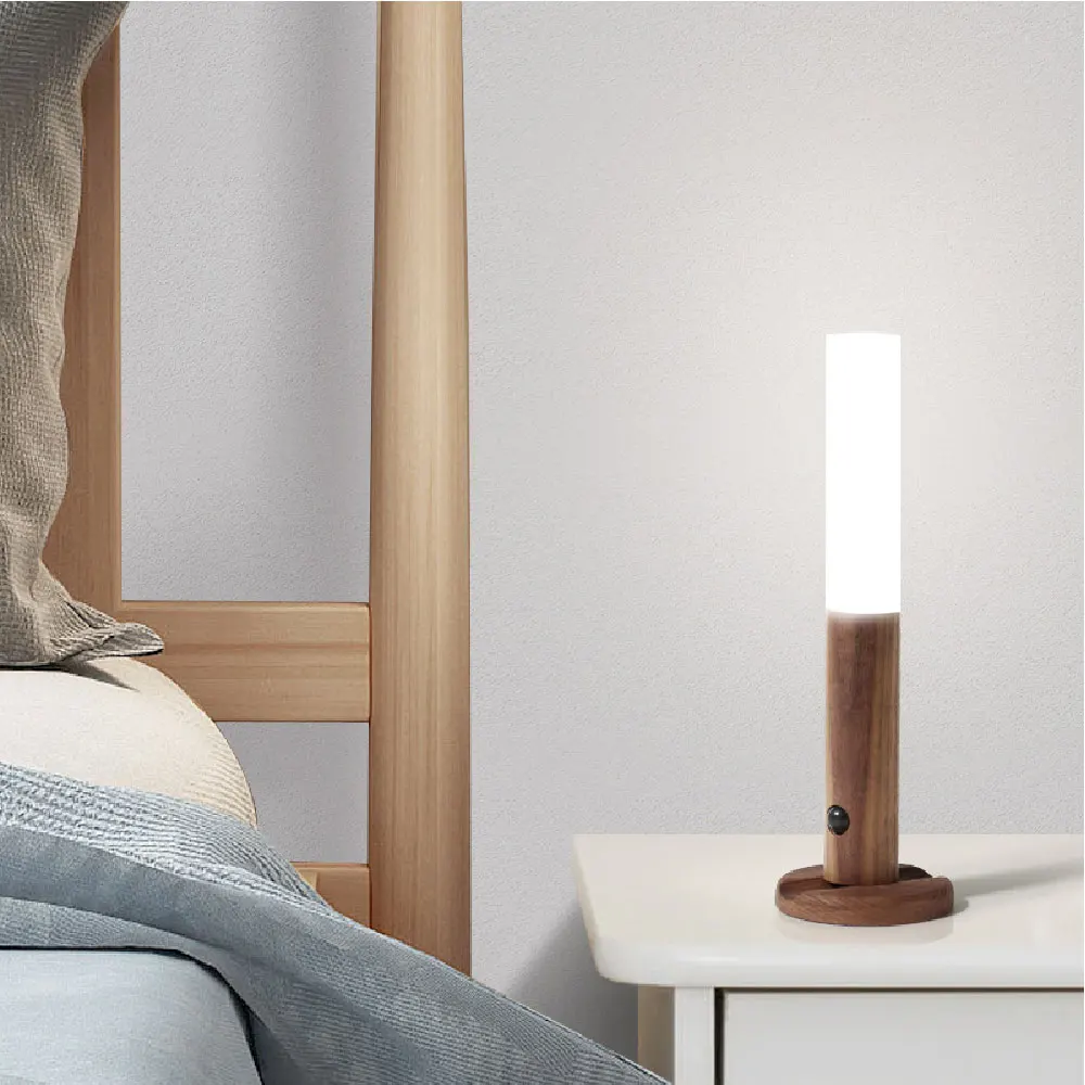 Auto Led Usb Magnetic Wood Wireless Night Light corridoi portico luci Pir Motion Sensor applique da parete lampada da armadio