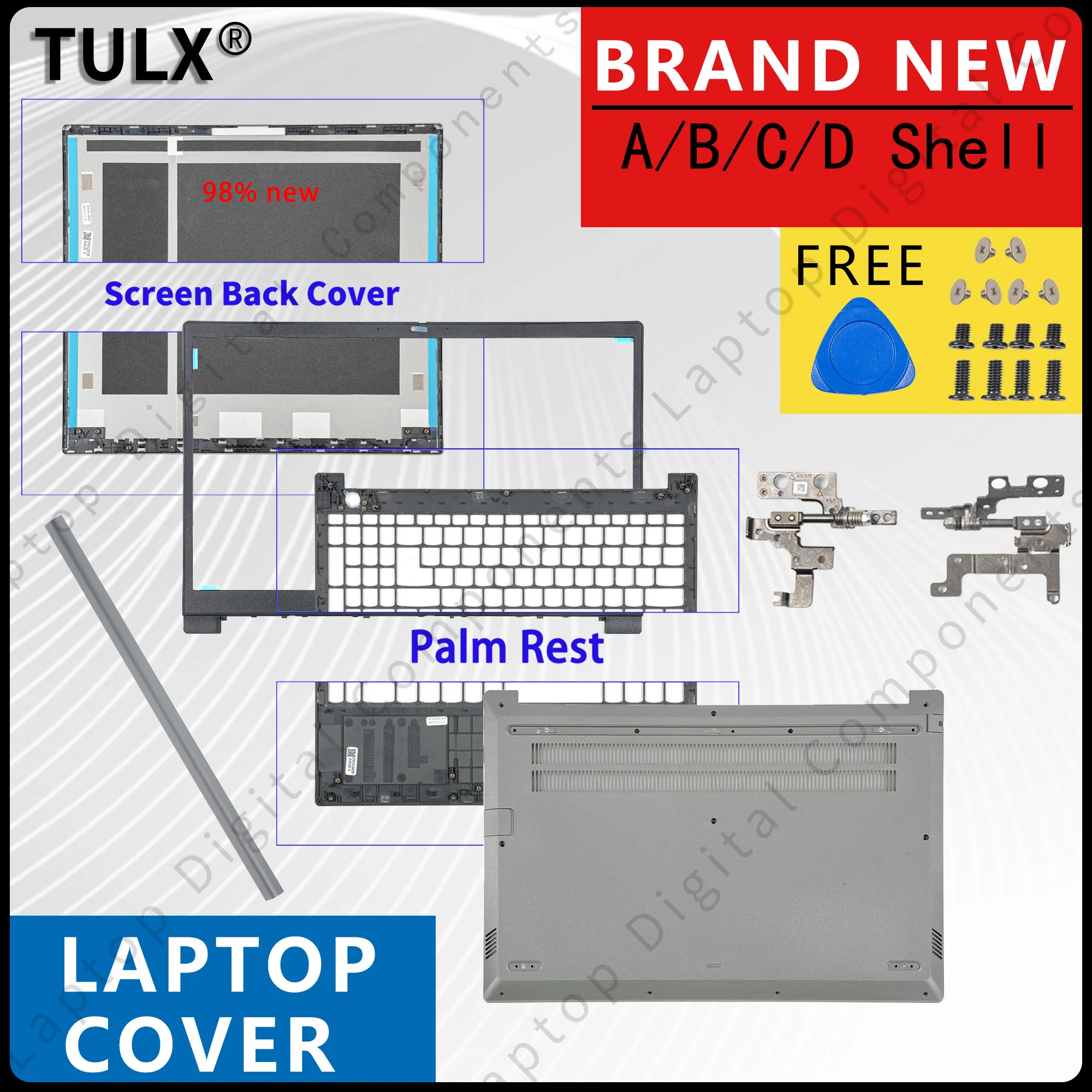 

Новый чехол для ноутбука ThinkBook 15 15-IIL 15-IML 2020, задняя крышка ЖК-дисплея, передняя панель, нижняя часть корпуса, детали, винты, ремонт, серый, 2020