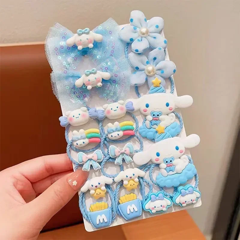 18pcs Sanrio Hello Kitty Hair Rope Anime Cartoon Cute My Melody Kuromi Hair Accessories Hair Circle Girl&Child Holiday Gifts