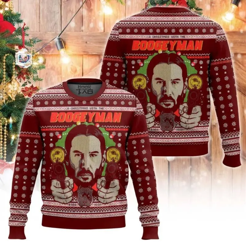 Christmas Ugly Sweater John Wick Cute And Bizarre Dark Creative Snowflakes Deer Festival Patterns Personalized Festival Shopping