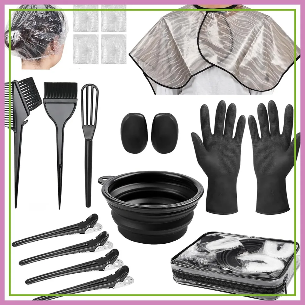 

19 Pcs Professional Hair Bleach Kit with Dye Brush, Bowl, Clips, Applicator, Earmuffs for Home Highlighting