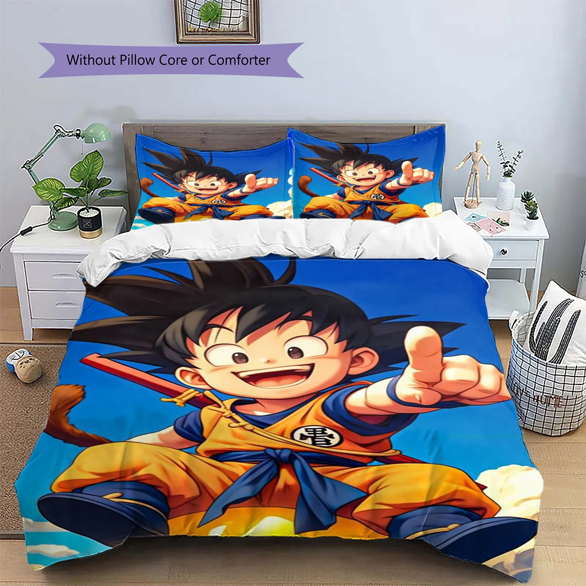 Goku Patterned Pillowcase & Duvet Cover Set Modern Decor Bedding for Bedroom Special Present for Fans.-TING