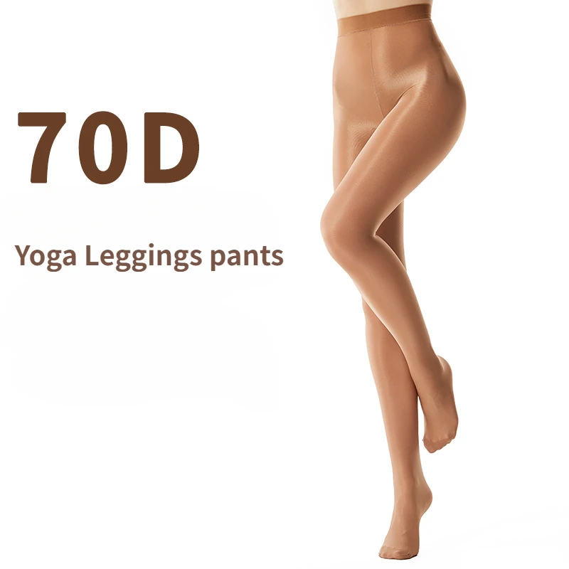 

Women Glossy Yoga Leggings Gym Sports Tights Dance Bottoms Trousers Gym Fitness Ladies High Elastic 70D Stockings Pantyhose