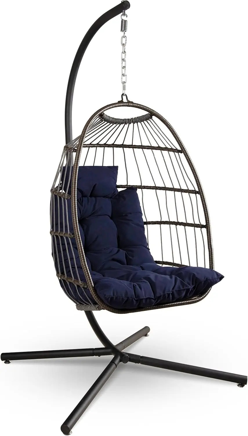 Hanging Egg Chair with Stand Up to 550 lbs of Capacity Beautiful Swinging Basket Chair with Base Made from Wicker Rattan