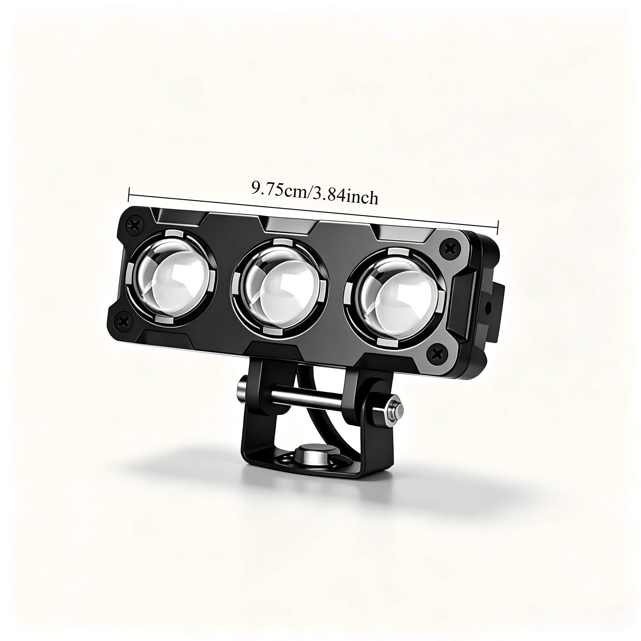 1pc Motorcycle LED Spotlight with 3 Lenses for Dual Color Work Lights High/low Beam Mini Driving Fog Lights