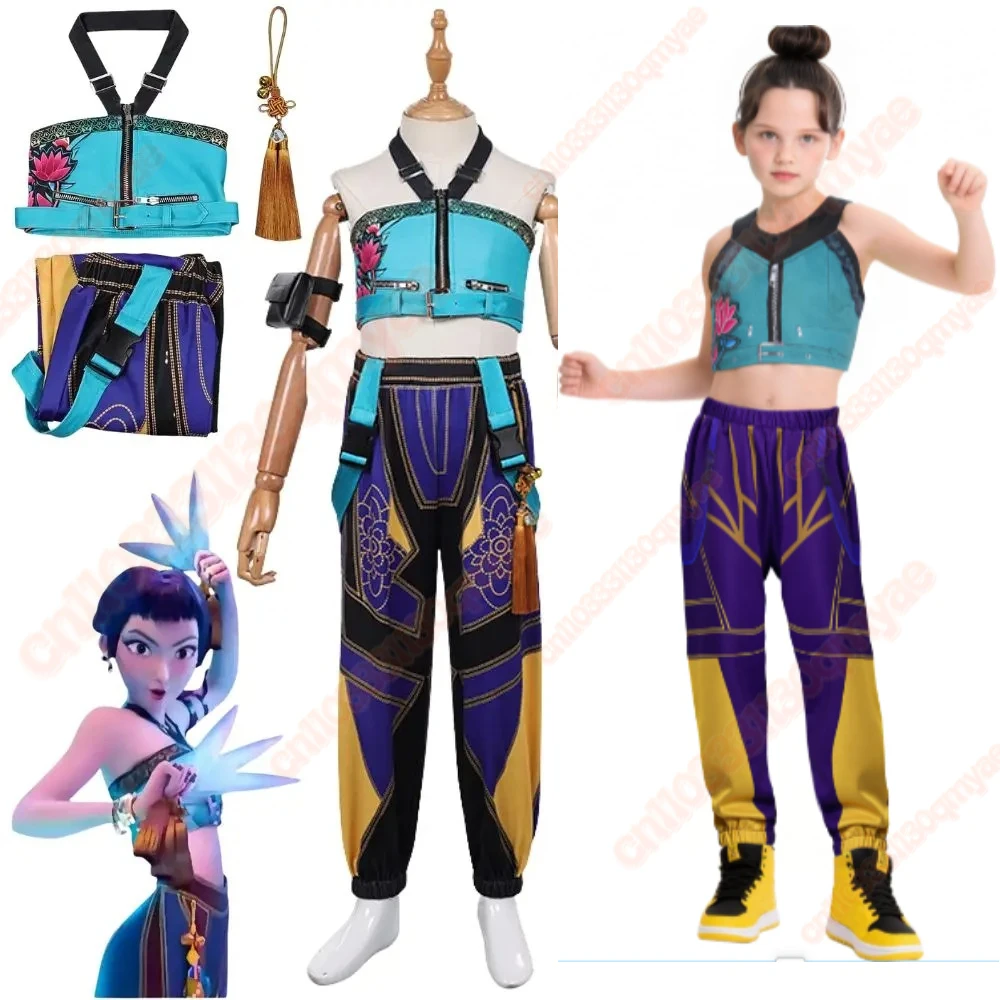 

Kids Kpop Demon Hunters Zoey Cosplay Fantasia Costume Disguise for Girls Children Stage Outfits Roleplay Halloween Carnival Suit
