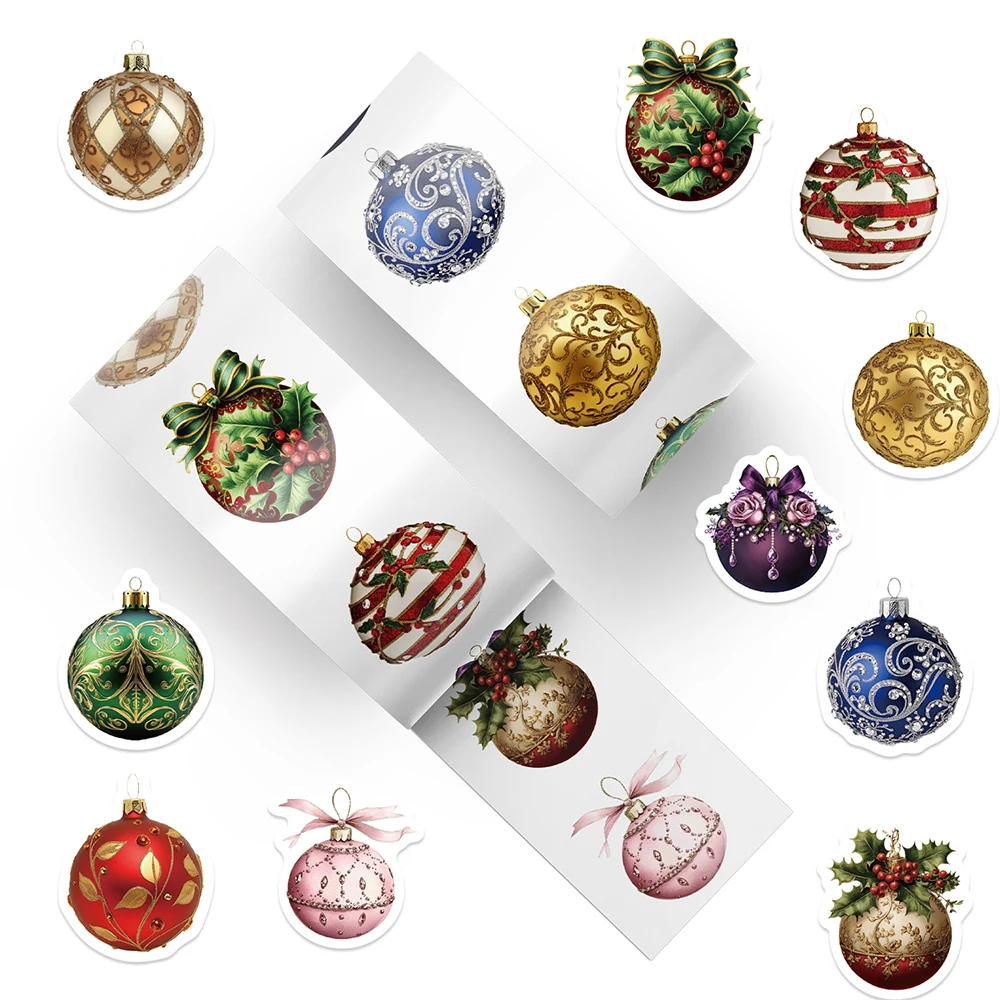 500 teile/rolle Retro Weihnachten Ball Belohnung Aufkleber Cartoon Dicht Aufkleber Dekoration DIY Wasser Flasche Telefon Kühlschrank Graffiti Aufkleber