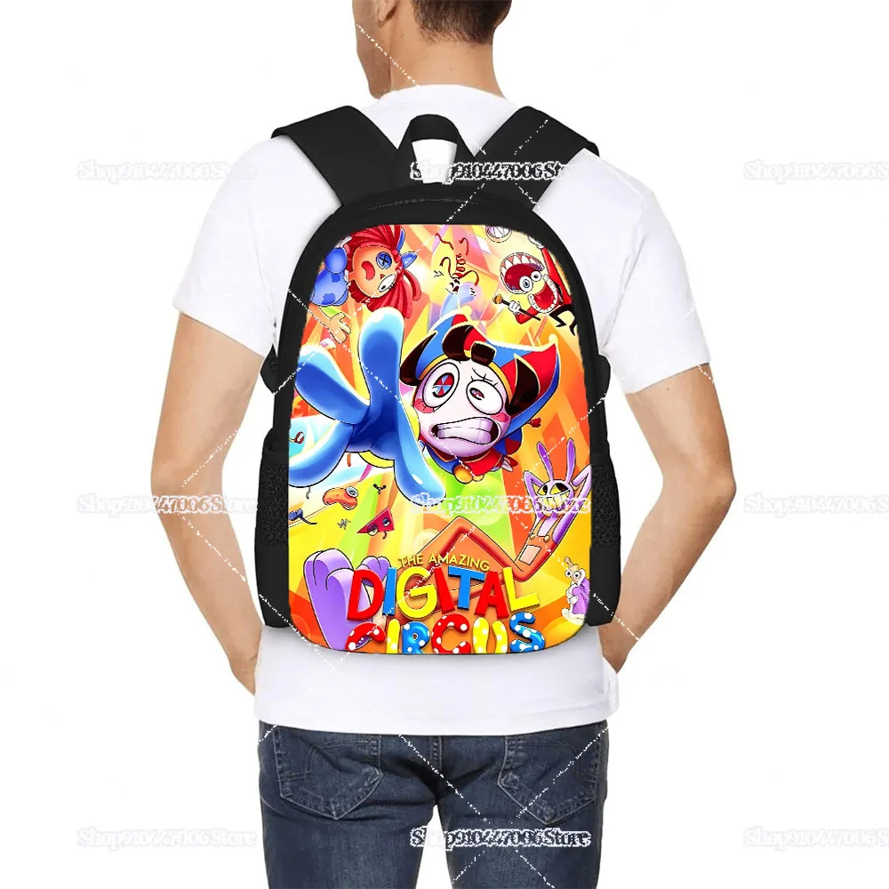 Cartoon Anime The Amazing Circus Print Backpack for Student Bookbag Cute Figure Pomni Jax Shoulders Bag School Back Pack Gifts view 2