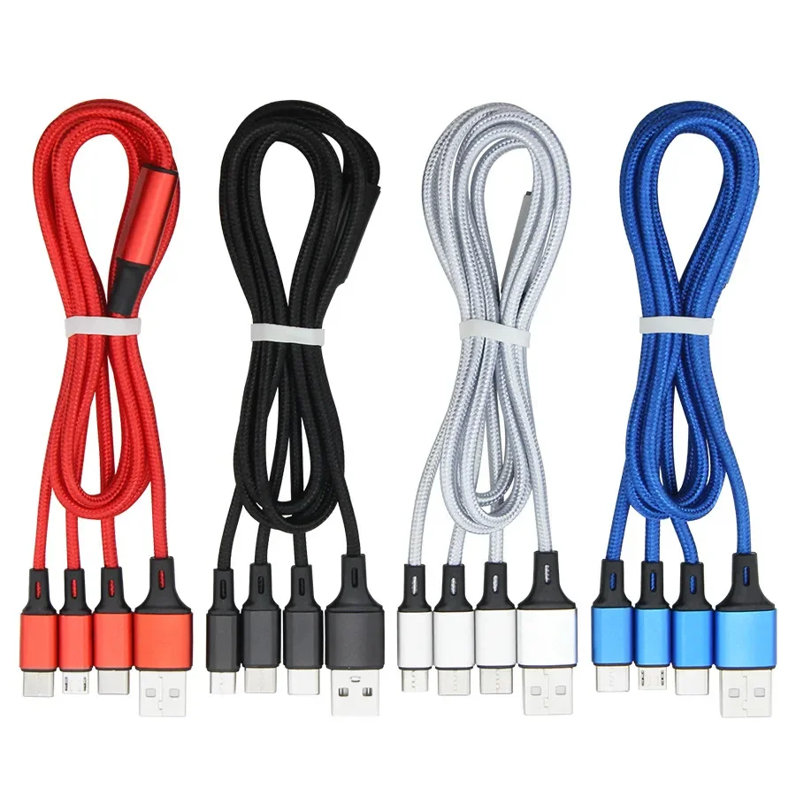 

1000pcs 1.2M 3 in 1 USB Cable for iPhone 13 12 X Fast Charging Charge Cord For Samsung Android Phone Type C Micro Charger Wire