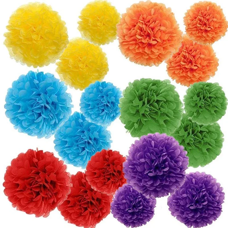 New 10pcs/set 8Inch (20cm)  Blue Wedding Decorations Tissue Paper Pom Poms Balls Mint Green Flowers Paper Flowers Wedding