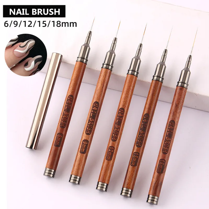 1/5 Uds. Liner de arte con mango de madera redondo, pincel para pintar, líneas de dibujo, bolígrafo para pintar flores a rayas, pincel de Gel UV