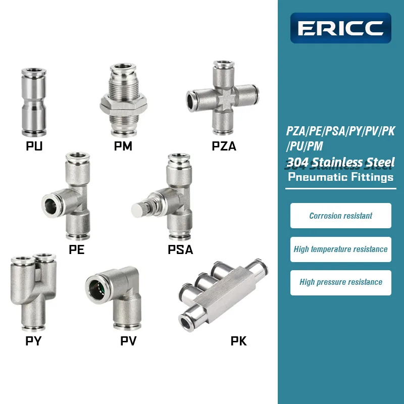 10 sztuk/partia 304 złączki pneumatyczne ze stali nierdzewnej wysokociśnieniowe złącze rurowePU/PY/PE/PV/PM/PZA/PSA/PK wąż4 6 8 10 12mm