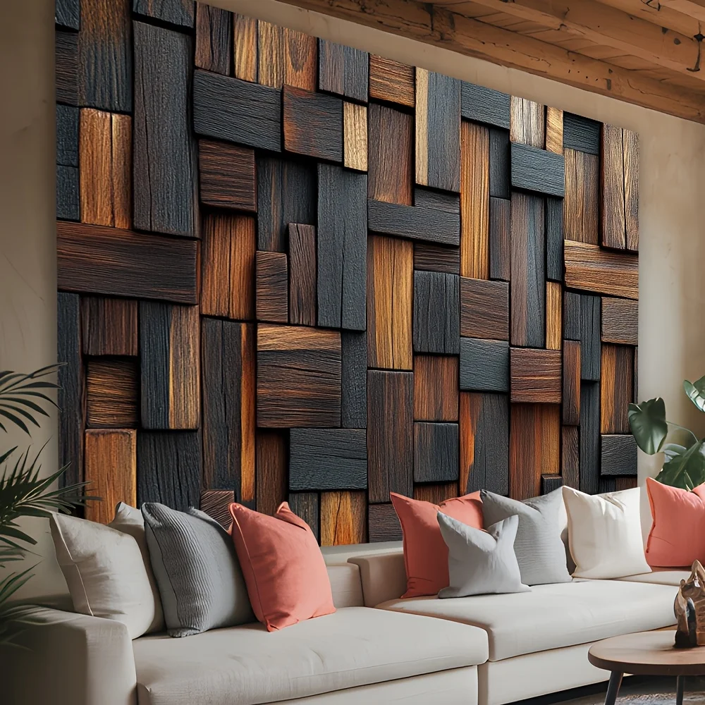 أنماط تجريدية، مع كتل خشبية سوداء مثبتة بخطوط أفقية وعمودية، يخدم كديكورات خلفية #5