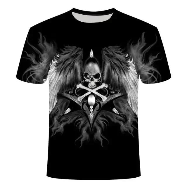 2024 Summer New T-shirt Fashion 3d Printed Angel Wings Casual Sports Short Sleeve Loose Comfortable Breathable Top Clothing