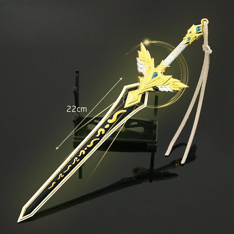22cm/8.66in 중국 애니메이션 주변기기 라이트 소드 롱 하오첸 라이트 메탈 무기 모델 데스크탑 장난감 장식품 소년 선물