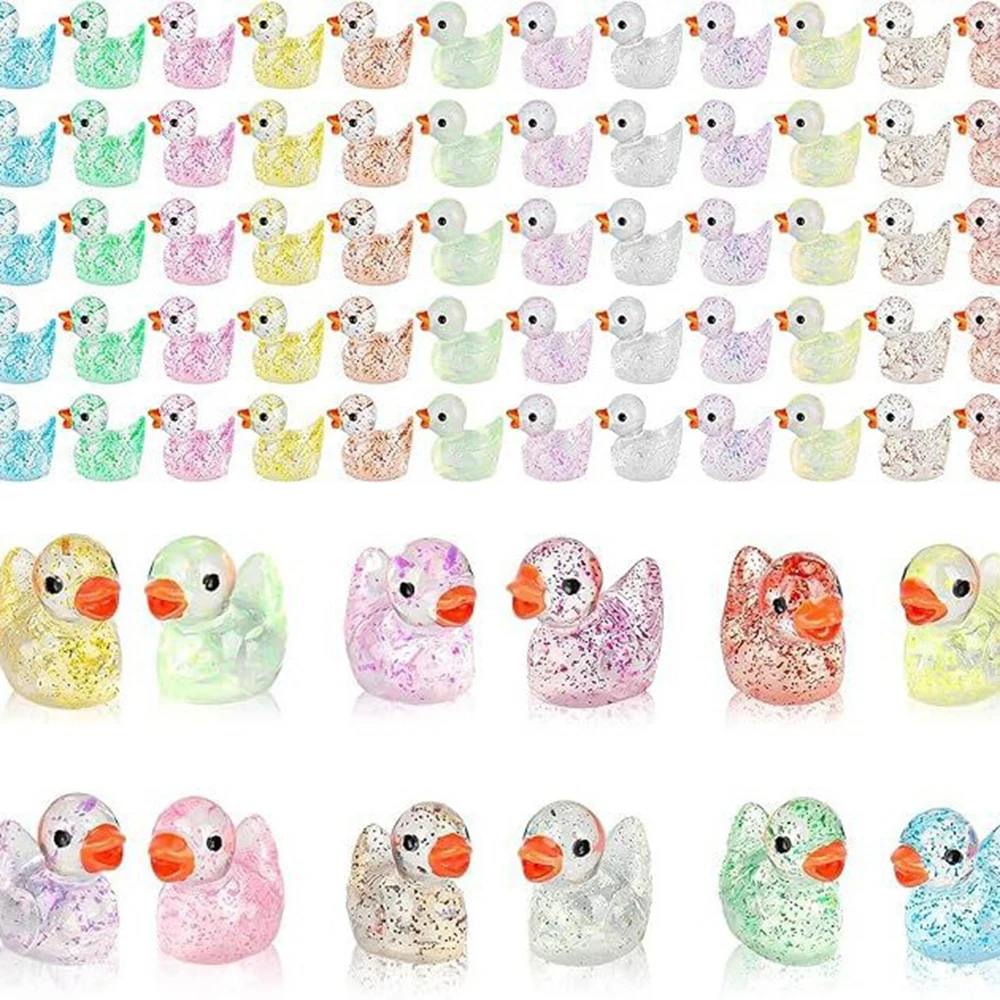 Mini Resin Glitter Ducks Transparent Sparkling Tiny Duck Figurines DIY Decor Micro Landscape Ornament Desktop Miniature Crafts view 3
