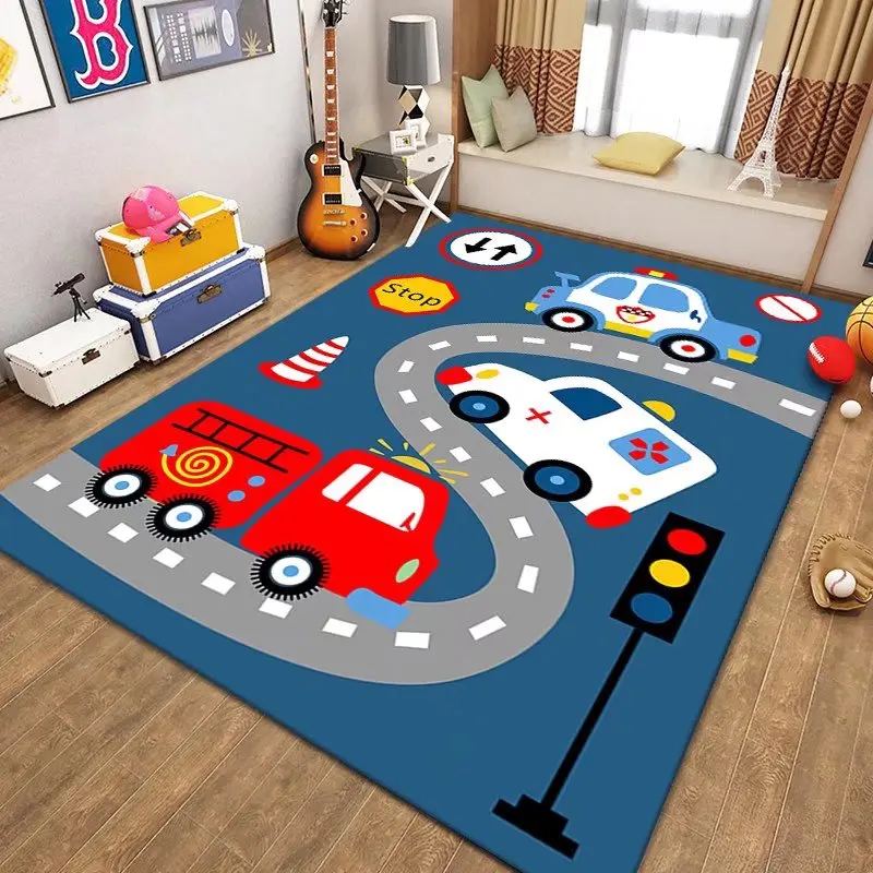 City Traffic Maze Carpet Puzzle Game Crawling Mat for Living Room Bedroom Decoration Kids Room Bedside Tapis for Girls Boys Kids