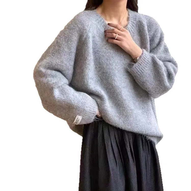 فضفاضة تناسب الخريف الشتاء وصول جديد الكورية نمط قمة الموضة لينة مريحة كسول نمط لطيف المرأة محبوك سترة جولة الرقبة #5