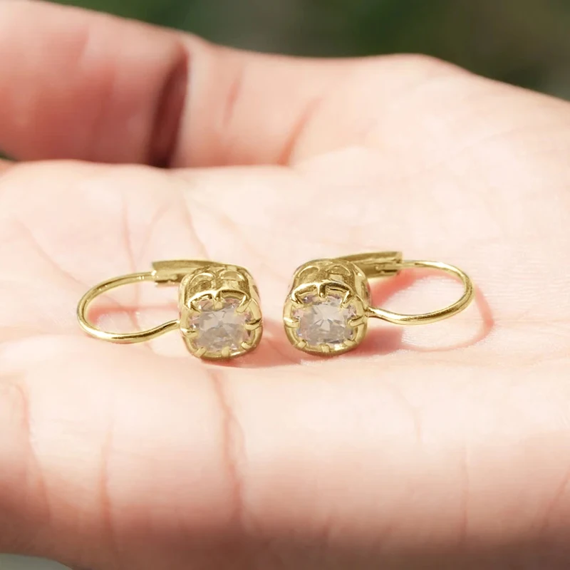 

Серьги-кольца Lnkry из 14-каратного золота с квадратными цирконами 7x7 мм, сверкающие, для женщин, на каждый день