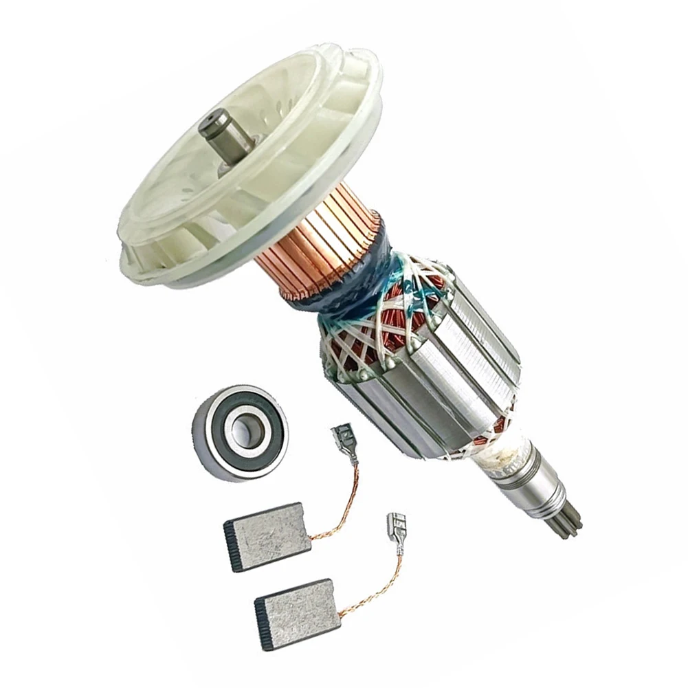 

Угольные щетки для замены глушителя, как показано на фото, ротор (арматура) с металлической конструкцией, AC220V-240V, включает подшипники