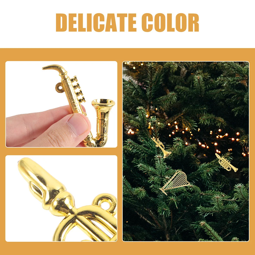 

14Pcs Miniature Musical Instruments Mini Plastic Ornaments Compact Decorations Hanging Accessories for Party